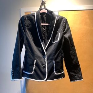 Express brand Black blazer white edging detail